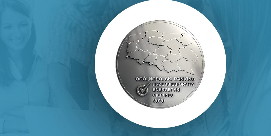 Grafika przedstawia medal Ogólnopolskiego Rankingu Przedsiębiorstw Energetyki Cieplnej